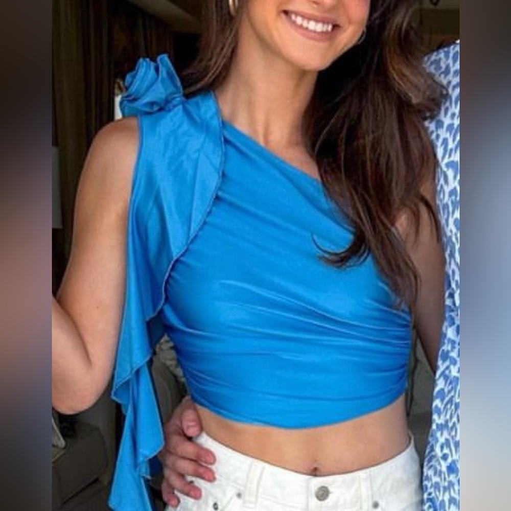 Blue One Shoulder Top